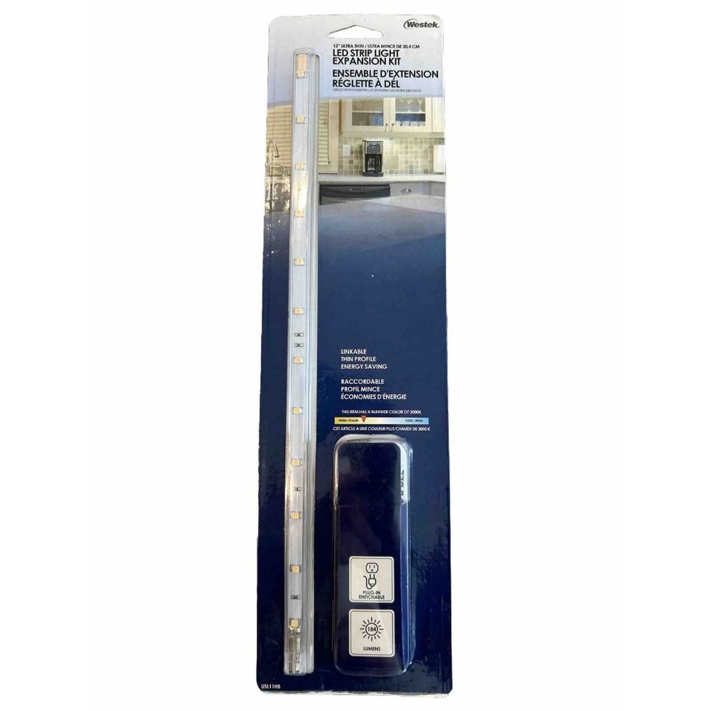 Westek USL11HBCC LED 12” Ultra Thin Strip, Clear, 1-Pack
